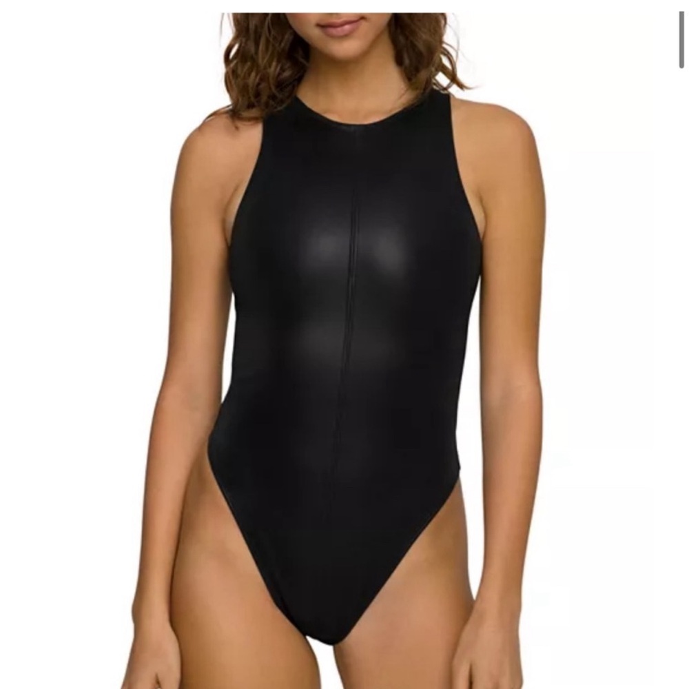 Good American Faux Leather Bodysuit